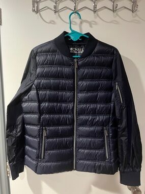 Michael Kors Packable Down Jacket in navy blue